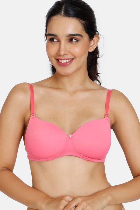 Zivame Beautiful Basics Padded Non Wired 3/4Th Coverage Backless Bra - Pink Lemonade — image 2